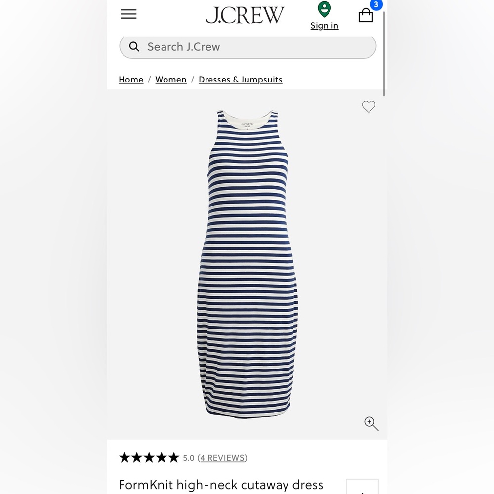 J. Crew Striped Blue and White Bodycon Dress